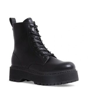 Black Lace-Up Ankle Boots